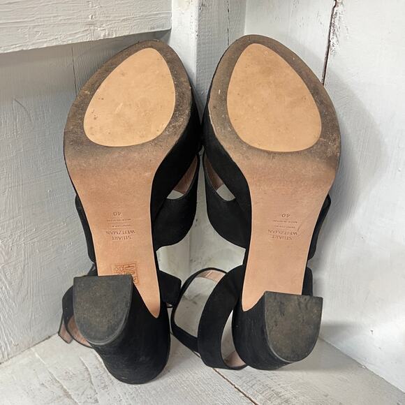 Stuart Weitzman Joni Suede Ankle Strap Platform Sandals Black Womens Size 40 / 9 - Picture 7 of 7
